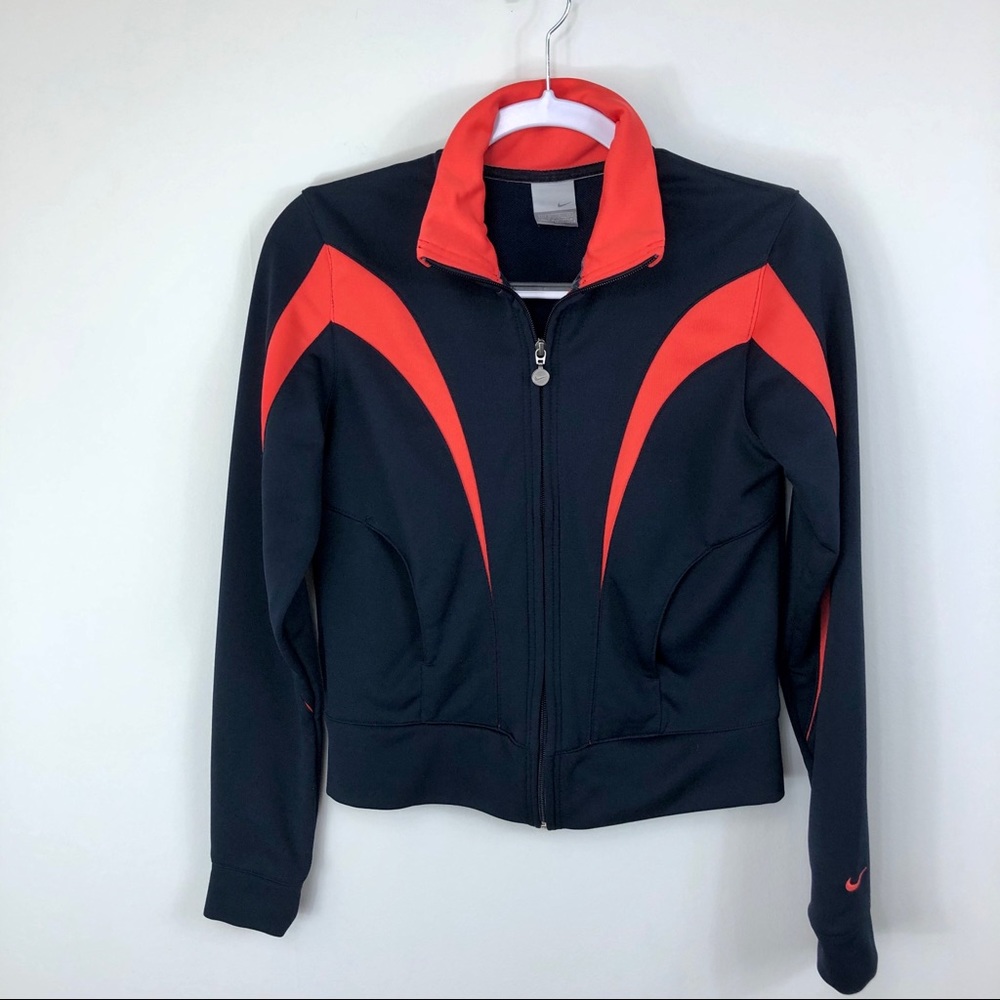 Nike zip up athletic jacket‎ color block coral blue
